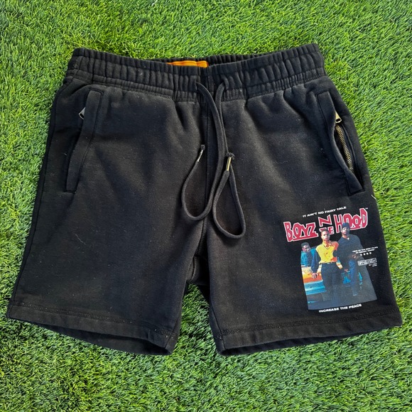 Boyz N The Hood x Shoe Palace Black Graphic Print Sweat Shorts Mens Medium - Picture 1 of 6